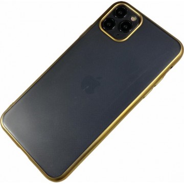 Apple iPhone 11 Pro - Silicone transparant mat hard hoesje Finn goud