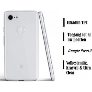 DrPhone Google Pixel 3 TPU Hoesje - Ultra Dun Premium Soft-Gel Case – Transparant