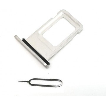 Voor iPhone XR simkaarthouder + ejectpin - zilver