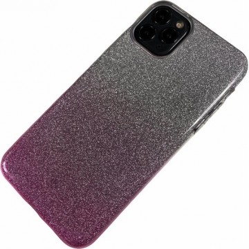 Apple iPhone 7 / 8 / SE - Silicone glitter hoesje Lauren zilver roze