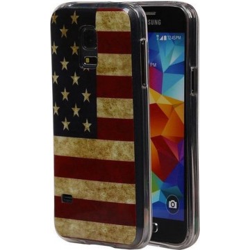 Amerikaanse Vlag TPU Cover Case voor Samsung Galaxy S5 Mini Hoesje