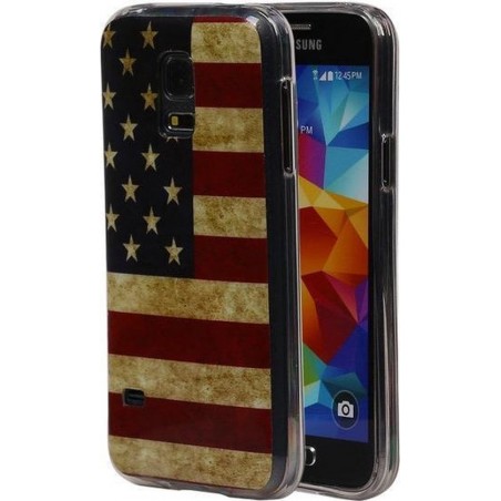 Amerikaanse Vlag TPU Cover Case voor Samsung Galaxy S5 Mini Hoesje