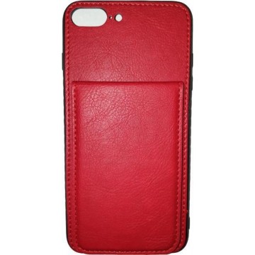 Iphone 7 Plus / 8 plus  Luxe Back Cover Rood hoesje met extra vakjes voor pasjes