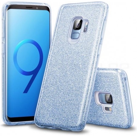 Samsung Galaxy S9 Hoesje Glitters Siliconen TPU Case Blauw - BlingBling Cover