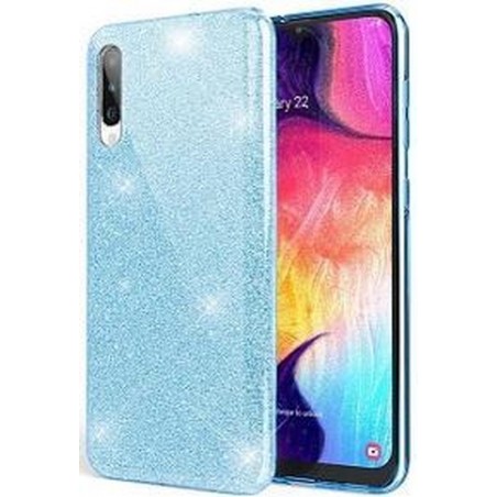 Samsung A50 Siliconen Glitter Hoesje Blauw