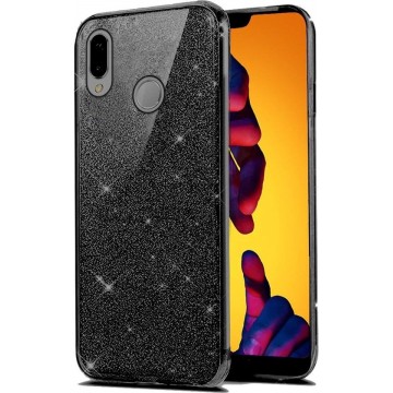 Huawei P Smart 2019 Hoesje - Glitter Backcover - Zwart