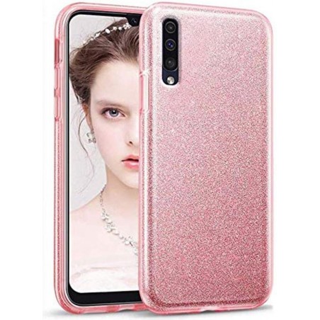 Samsung Galaxy A50 Hoesje Glitters Siliconen TPU Case licht roze - BlingBling Cover