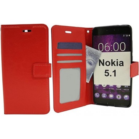 Nokia 5.1 - Bookcase Rood - portemonee hoesje