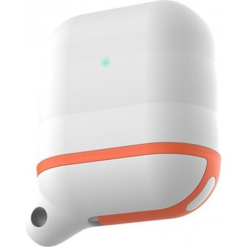 AirPods hoesje van By Qubix - AirPods 1/2 hoesje siliconen waterproof series - soft case - wit + oranje