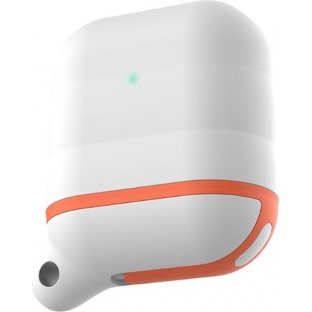 AirPods hoesje van By Qubix - AirPods 1/2 hoesje siliconen waterproof series - soft case - wit + oranje