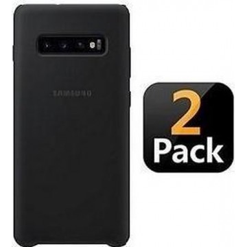 Samsung S10 PLUS Hoesje Siliconen Zwart 2 STUKS