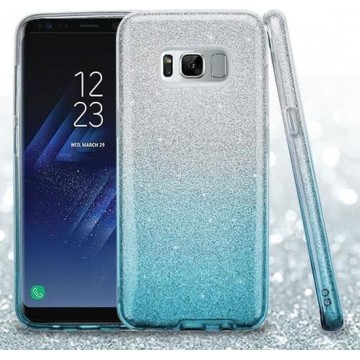 Samsung Galaxy S8 Plus Hoesje - Glitter Backcover - Blauw & Zilver
