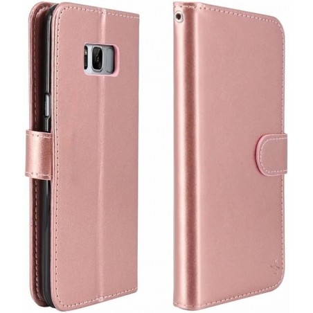 Samsung Galaxy S8 Plus hoesje book case rose goud + tempered glas screenprotector