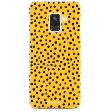 FOONCASE Samsung Galaxy A8 2018 hoesje TPU Soft Case - Back Cover - POLKA COLLECTION / Stipjes / Stippen / Oker Geel