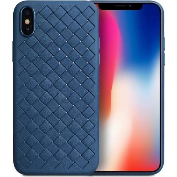 Hoesje voor Apple iPhone X / XS - woven TPU cover - Donkerblauw / Dark blue
