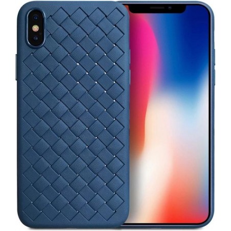 Hoesje voor Apple iPhone X / XS - woven TPU cover - Donkerblauw / Dark blue