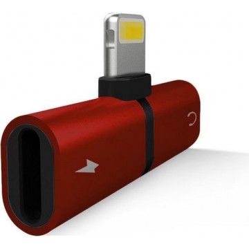 Jumalu iPhone splitter adapter - lightning splitter - audio en opladen - rood