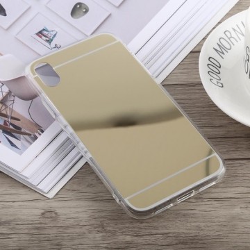 Acrylic + TPU Electroplating Mirror Case voor iPhone XR (goud)