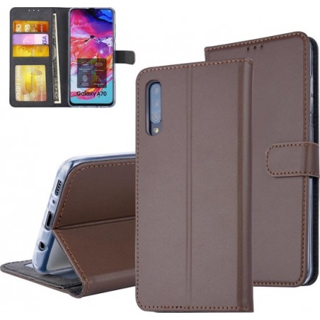 Pasjeshouder Bruin Book Case voor Samsung Galaxy A70 -Magneetsluiting (A705F)