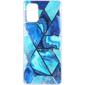 Shop4 - Samsung Galaxy S20 Hoesje - Zachte Back Case Mozaïek Blauw