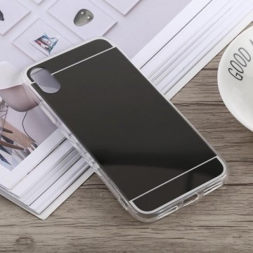 Acrylic + TPU Electroplating Mirror Case voor iPhone XR (zwart)