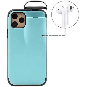 Apple iPhone X/XS - Beschermhoesje met AirPods houder 2 in 1 - Blauw