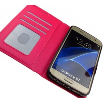 Samsung Galaxy S7 Roze Portemonnee Wallet Case – TPU  hoesje met pasjes Flip Cover - Boek  beschermend Telefoonhoesje