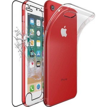 iPhone 7 Plus / 8 Plus Hoesje - Soft TPU Siliconen Case & 2X Tempered Glas Combi - Transparant