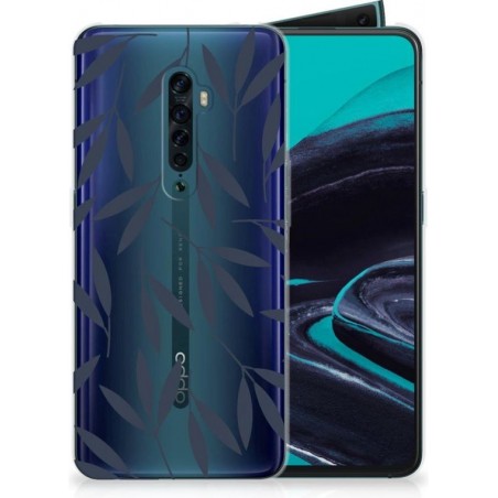 Back Case OPPO Reno 2 TPU Siliconen Hoesje Leaves Blue