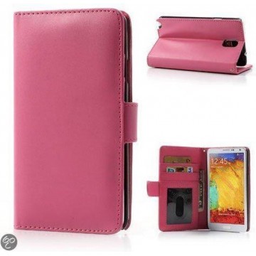 Textuur wallet case hoesje Samsung Galaxy Note 3 N9000 N9005  roze