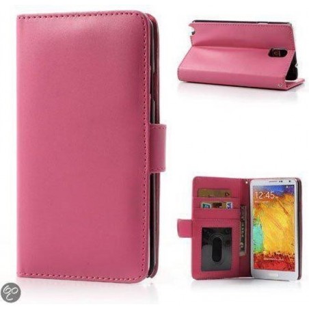 Textuur wallet case hoesje Samsung Galaxy Note 3 N9000 N9005  roze