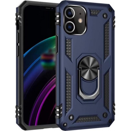 iPhone 11 Pro Max Hoesje - Anti-Shock Hybrid Ring Armor blauw