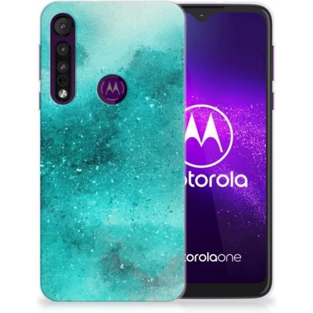 Motorola One Macro Hoesje maken Painting Blue