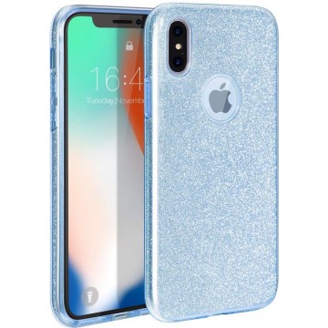 iPhone XS max Hoesje Glitters Siliconen TPU Case Blauw - BlingBling Cover