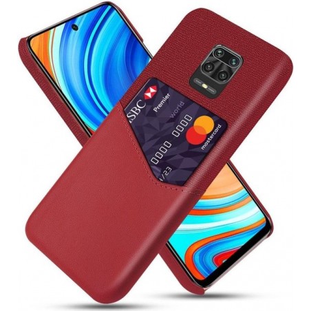 Xiaomi Redmi Note 9S / Note 9 Pro Stoffen Hoesje met Kaartsleuf Rood