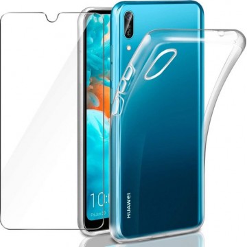Huawei Y6 2019 / Huawei Y6s transparant hoesje silicone met 2 Pack Tempered glas Screen Protector