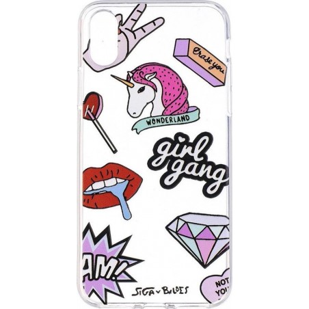 Shop4 - iPhone X Hoesje - Zachte Back Case Girl Gang Transparant