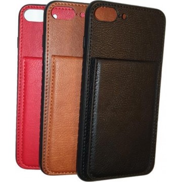 Iphone 7/8/SE-2020  Luxe Back Cover Rood hoesje met extra vakjes voor pasjes