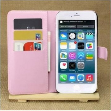 MW Wallet Book Case Lychee Roze voor Apple iPhone 6 Plus