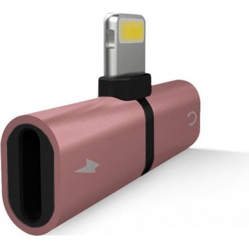 Jumalu iPhone splitter adapter - lightning splitter - audio en opladen - roze