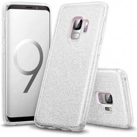 Samsung Galaxy S9 Plus Hoesje - Glitter Backcover - Zilver