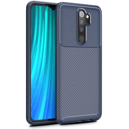 Xaiomi Redmi Note 8 Pro Siliconen Carbon Hoesje Blauw