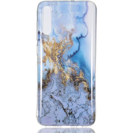 Samsung Galaxy A70 TPU Back Cover met Marmer Print Blauw