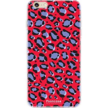 FOONCASE iPhone 6 / 6S hoesje TPU Soft Case - Back Cover - WILD COLLECTION / Luipaard / Leopard print / Rood
