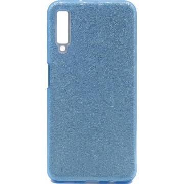 Samsung Galaxy A7 2018 Hoesje - Siliconen Glitter Backcover - Blauw