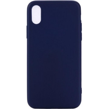 Hoesje voor Apple iPhone X / XS - matte TPU cover - Donkerblauw / Dark blue