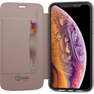 BeHello iPhone X | Xs Book Case with Transparant Back Roze Goud