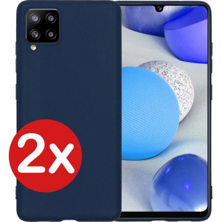 Samsung Galaxy A42 Hoesje Siliconen Case Cover - Samsung A42 Hoesje Cover Hoes Siliconen - Donker Blauw - 2 PACK