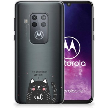 Telefoonhoesje met Naam Motorola One Zoom Cat Good Day