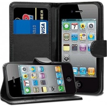 iPhone 4 4s Hoesje Wallet Case Zwart